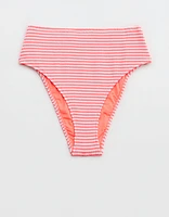 Aerie Crinkle Stripe High Cut Cheeky Bikini Bottom