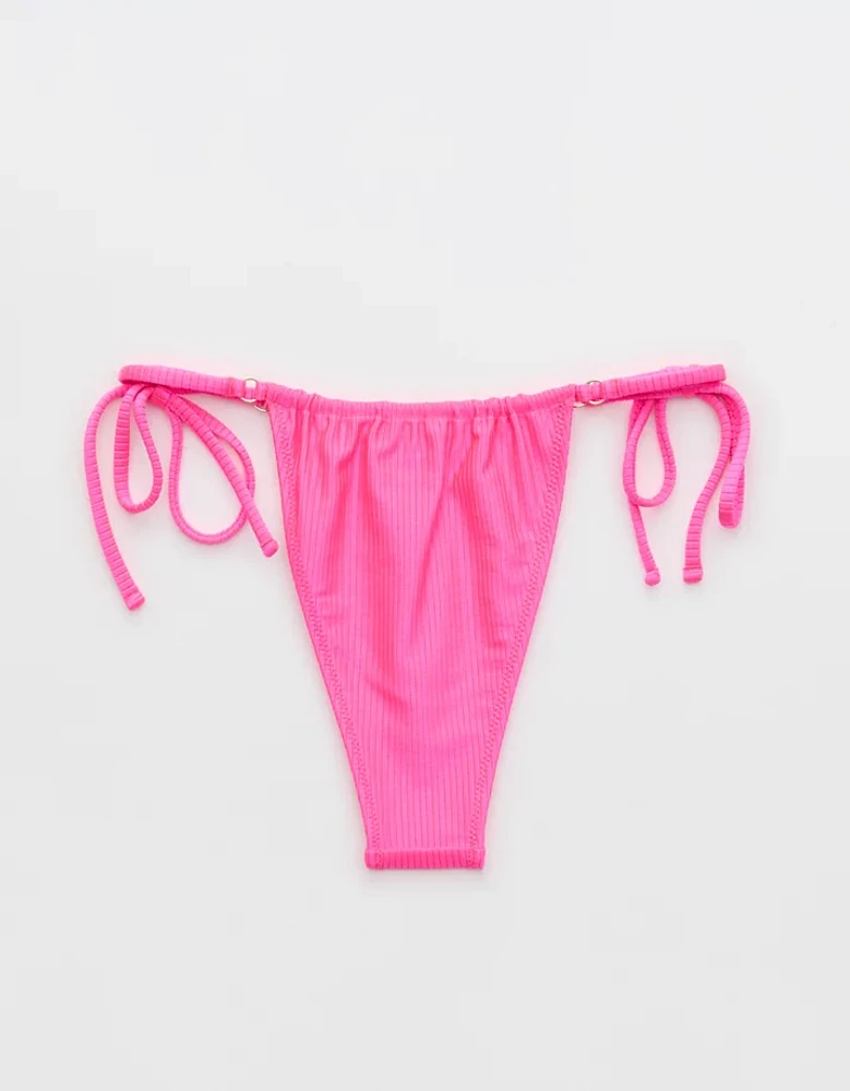 Aerie Shine Rib Cheekiest Strappy Bikini Bottom