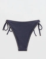AE x Aerie Match Made Denim Cheekiest Tie Bikini Bottom