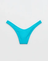 Aerie Shine Rib Thong Bikini Bottom