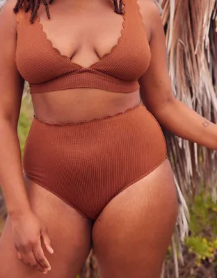Aerie Waffle Scalloped High Waisted Bikini Bottom