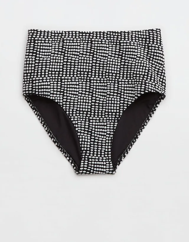 Aerie Jacquard Banded High Cut Cheeky Bikini Bottom