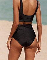 Aerie Shine Rib Crossover High Waisted Bikini Bottom