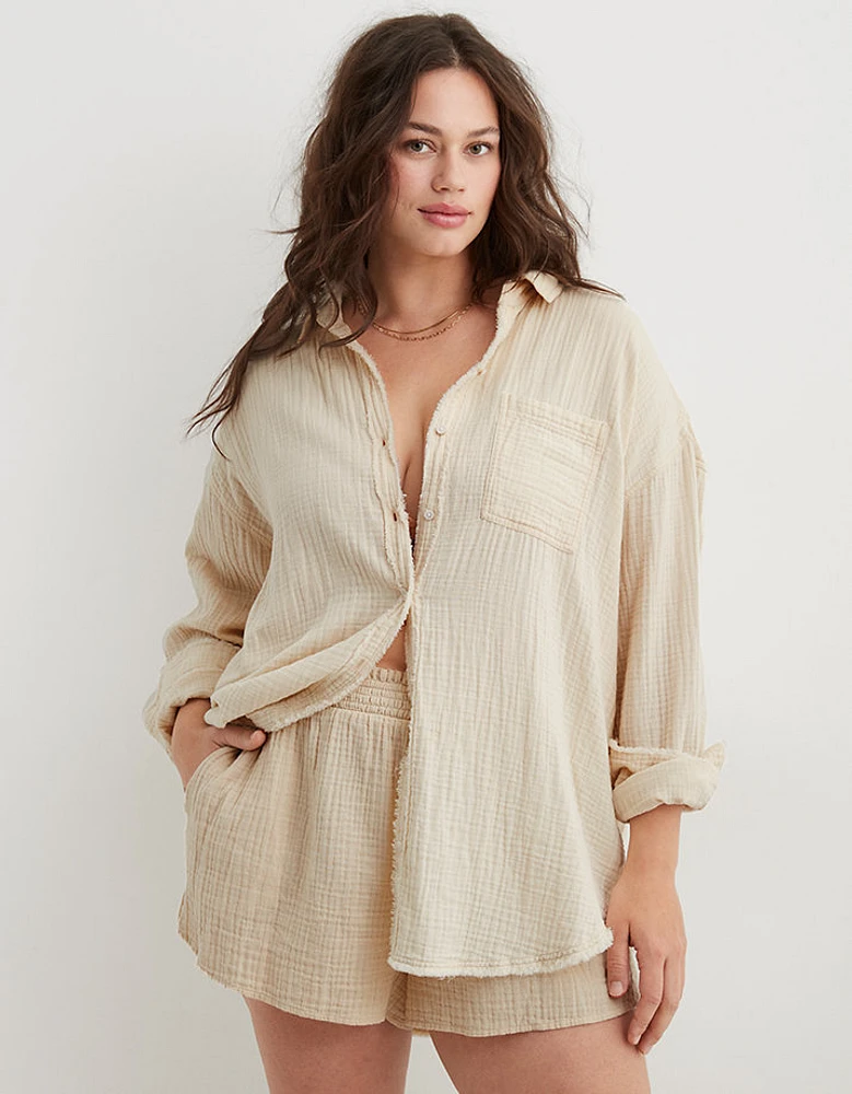 Aerie Gauzy Coverup Shirt