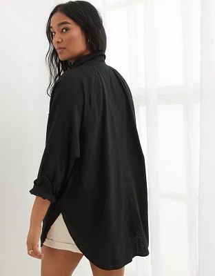 Aerie Linen Blend Coverup Shirt