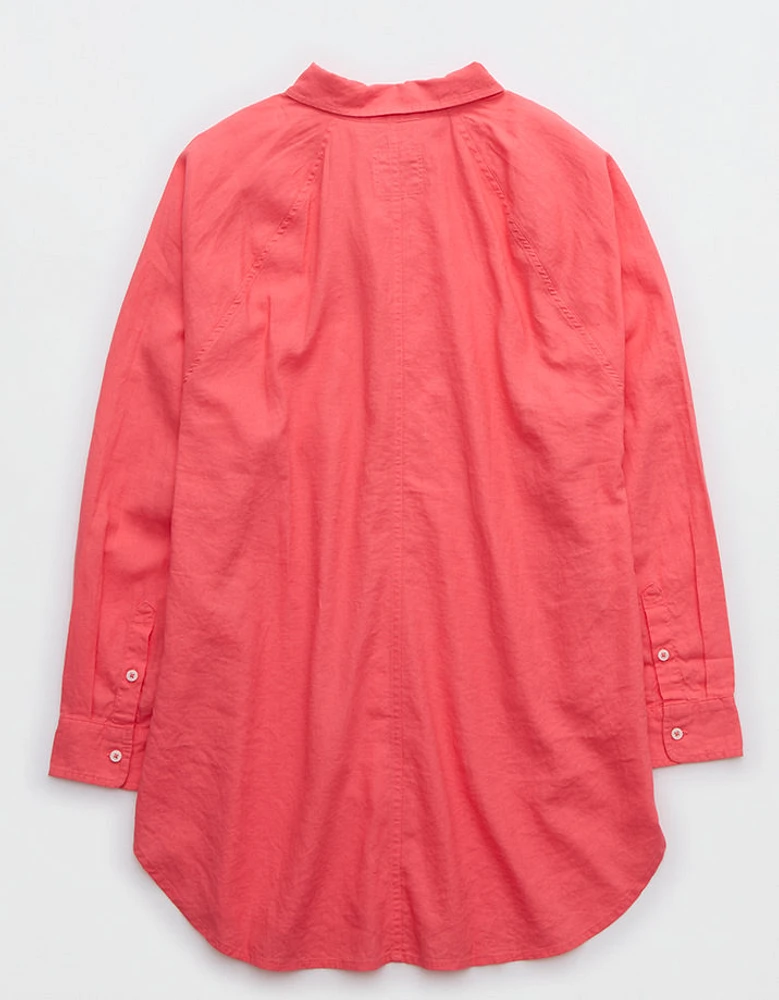 Aerie Linen Blend Coverup Shirt