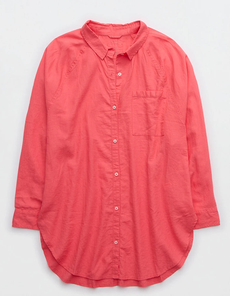 Aerie Linen Blend Coverup Shirt
