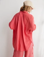 Aerie Linen Blend Coverup Shirt