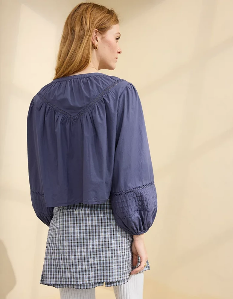 Aerie Long Sleeve Tie Front Top