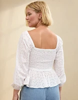 Aerie Long Sleeve Peplum Top