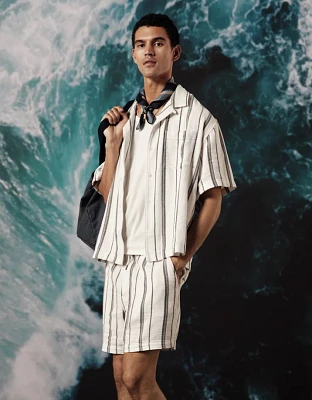 Chemise boutonnée rayée bord de la piscine AE