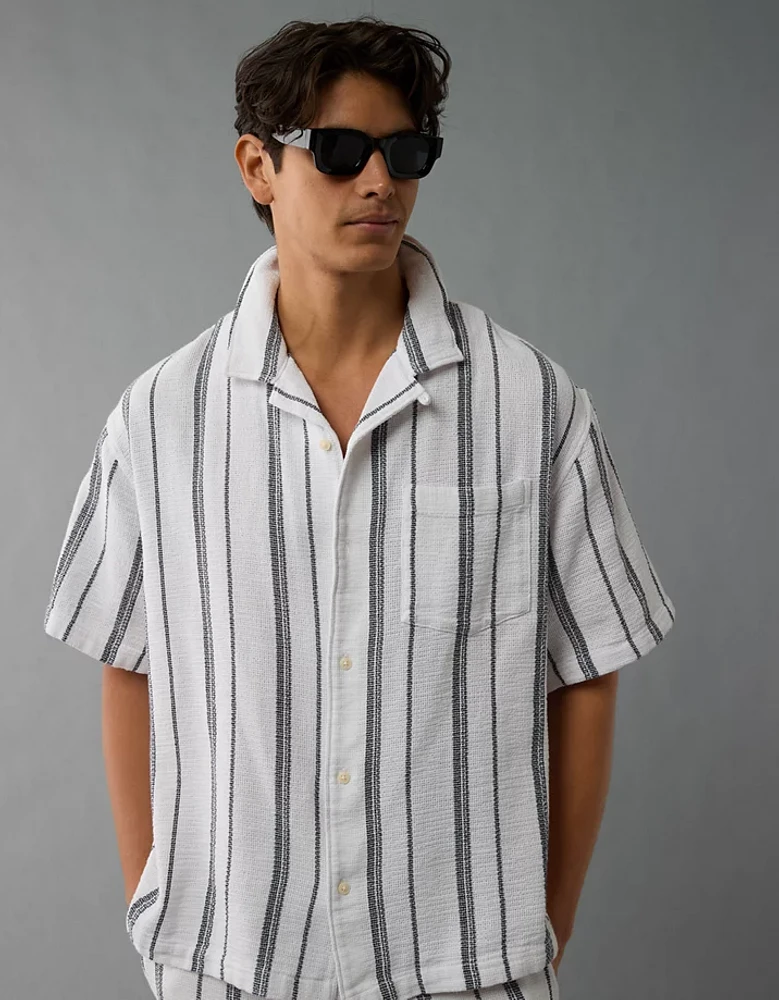 Chemise boutonnée rayée bord de la piscine AE