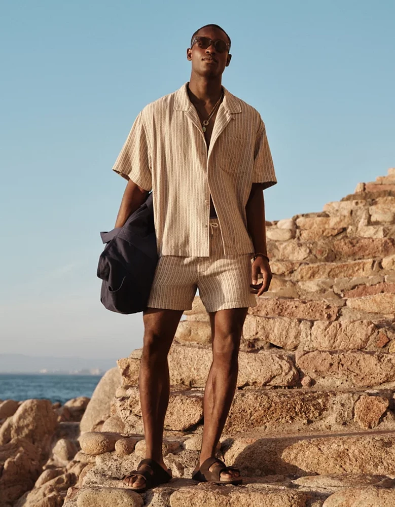 Chemise boutonnée rayée bord de la piscine AE