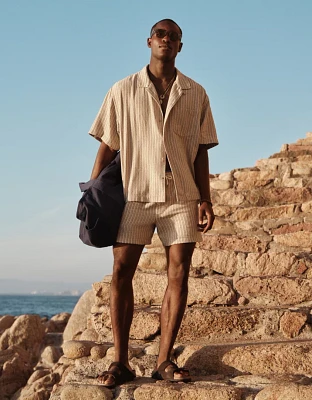 Chemise boutonnée rayée bord de la piscine AE