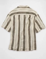 Chemise rayée boutonnée en mélange de lin Bord la piscine AE
