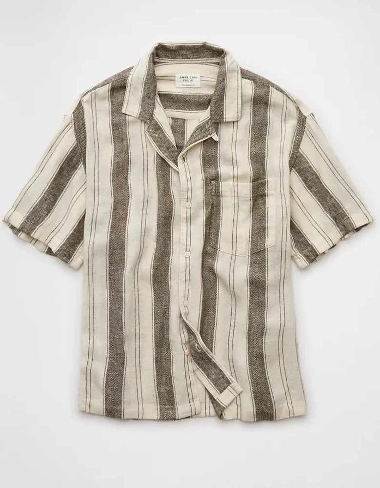Chemise rayée boutonnée en mélange de lin Bord la piscine AE