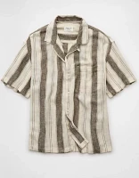 Chemise rayée boutonnée en mélange de lin Bord la piscine AE