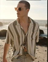 Chemise rayée boutonnée en mélange de lin Bord la piscine AE