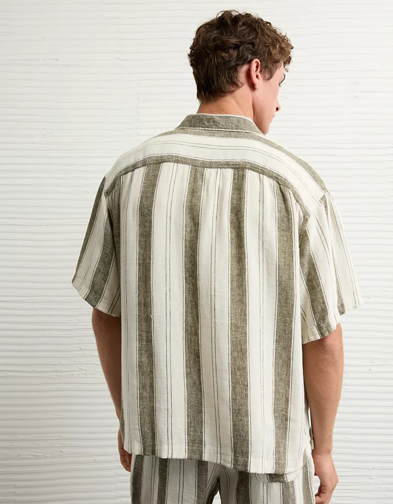 Chemise rayée boutonnée en mélange de lin Bord la piscine AE