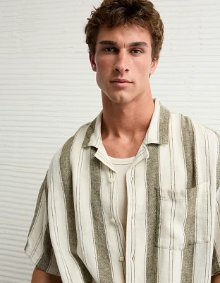 Chemise rayée boutonnée en mélange de lin Bord la piscine AE