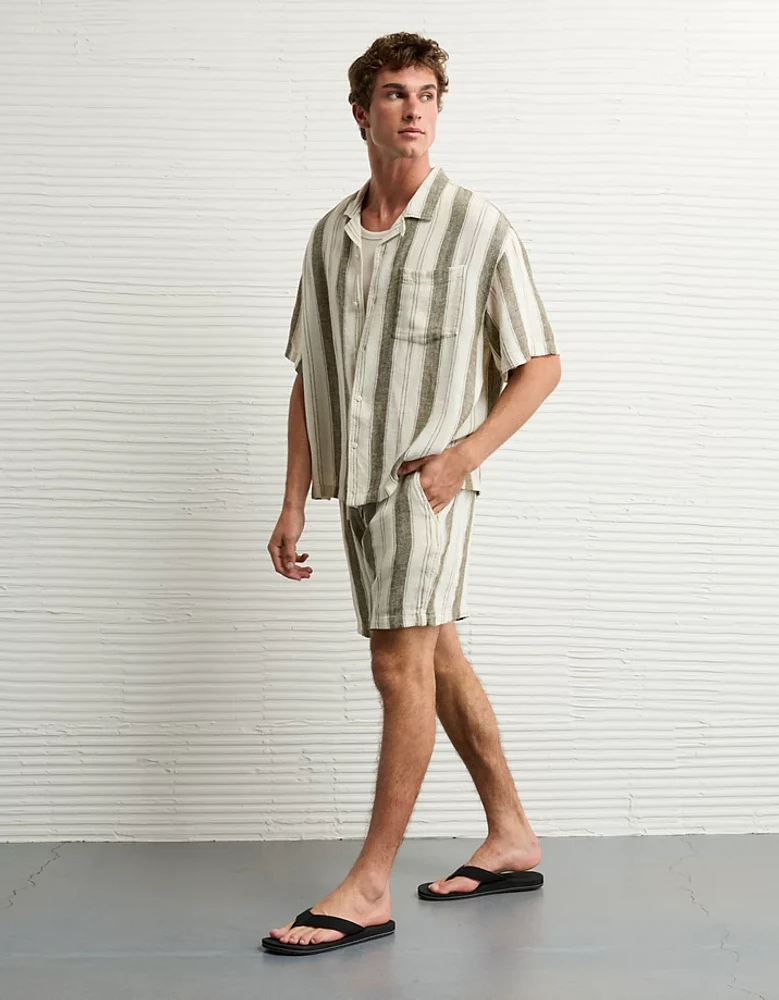 Chemise rayée boutonnée en mélange de lin Bord la piscine AE