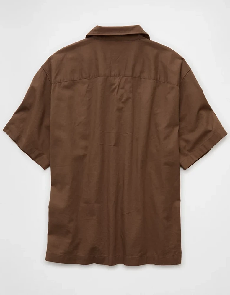 Chemise brodée en mélange de lin bord la piscine AE