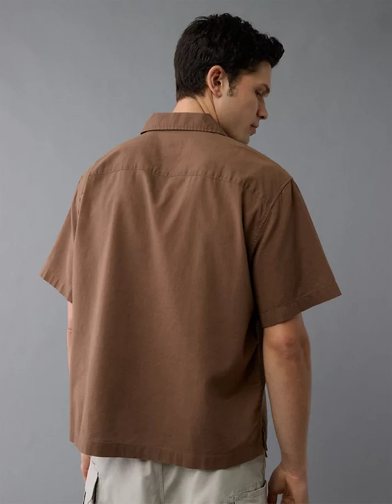 Chemise brodée en mélange de lin bord la piscine AE