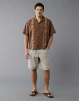 Chemise brodée en mélange de lin bord la piscine AE