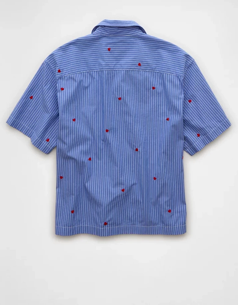 Chemise rayée brodée bord de la piscine fierté AE