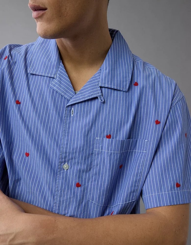 Chemise rayée brodée bord de la piscine fierté AE