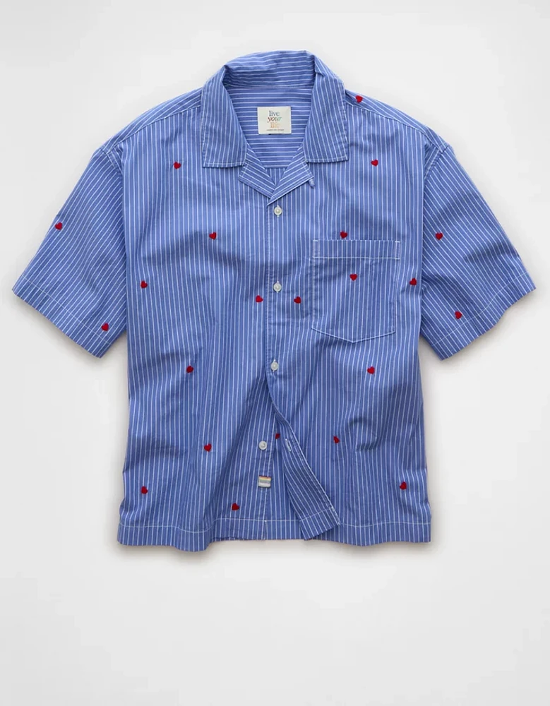 Chemise rayée brodée bord de la piscine fierté AE