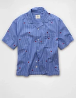 Chemise rayée brodée bord de la piscine fierté AE