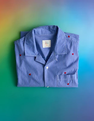 Chemise rayée brodée bord de la piscine fierté AE