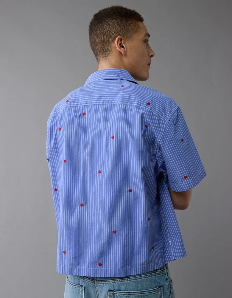 Chemise rayée brodée bord de la piscine fierté AE