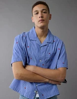 Chemise rayée brodée bord de la piscine fierté AE