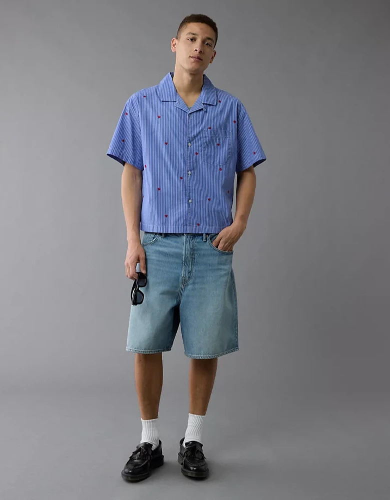 Chemise rayée brodée bord de la piscine fierté AE
