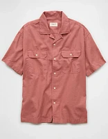 AE Linen-Blend Button-Up Poolside Shirt