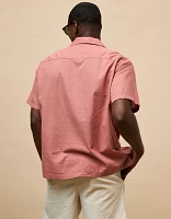 AE Linen-Blend Button-Up Poolside Shirt