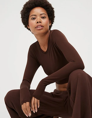 OFFLINE By Aerie Sidewalk Seamless Long Sleeve Cropped T-Shirt