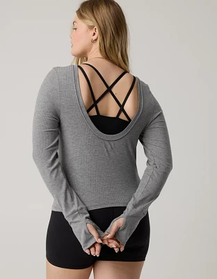 OFFLINE By Aerie Thumbs Up Ribbed Scoop Back T-Shirt