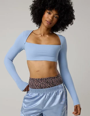 OFFLINE By Aerie Real Me XTRA Ribbed Long Sleeve Bra Top