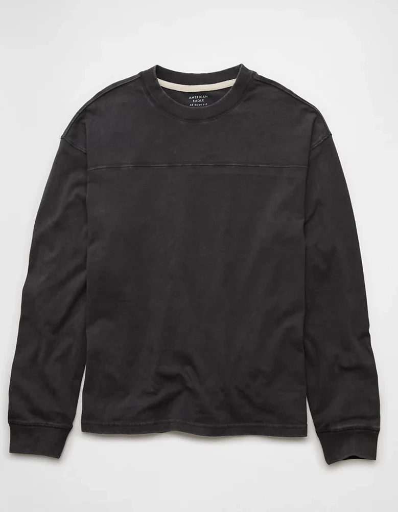 AE Long-Sleeve Boxy Sueded Jersey T-Shirt