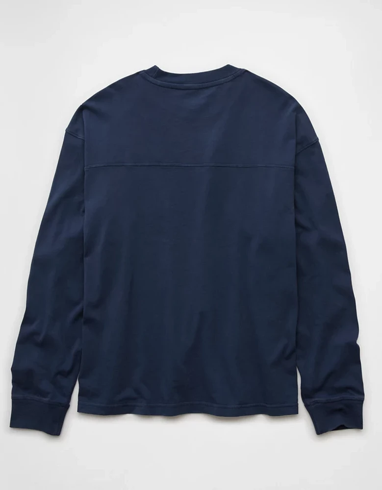AE Long-Sleeve Boxy Sueded Jersey T-Shirt