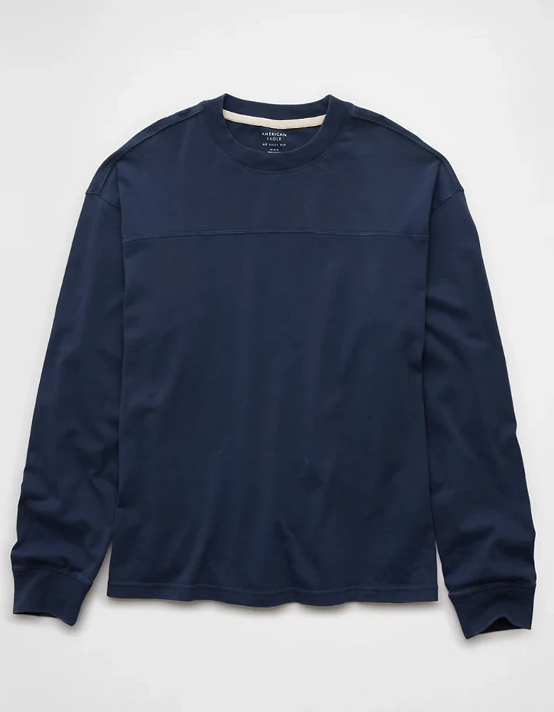 AE Long-Sleeve Boxy Sueded Jersey T-Shirt