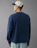 AE Long-Sleeve Boxy Sueded Jersey T-Shirt