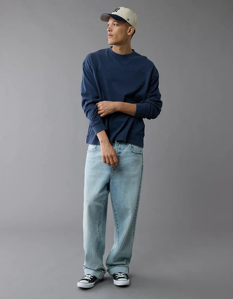 AE Long-Sleeve Boxy Sueded Jersey T-Shirt