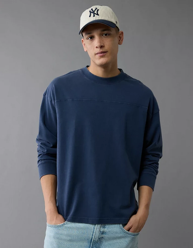 AE Long-Sleeve Boxy Sueded Jersey T-Shirt
