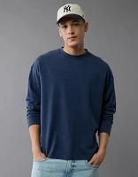 AE Long-Sleeve Boxy Sueded Jersey T-Shirt