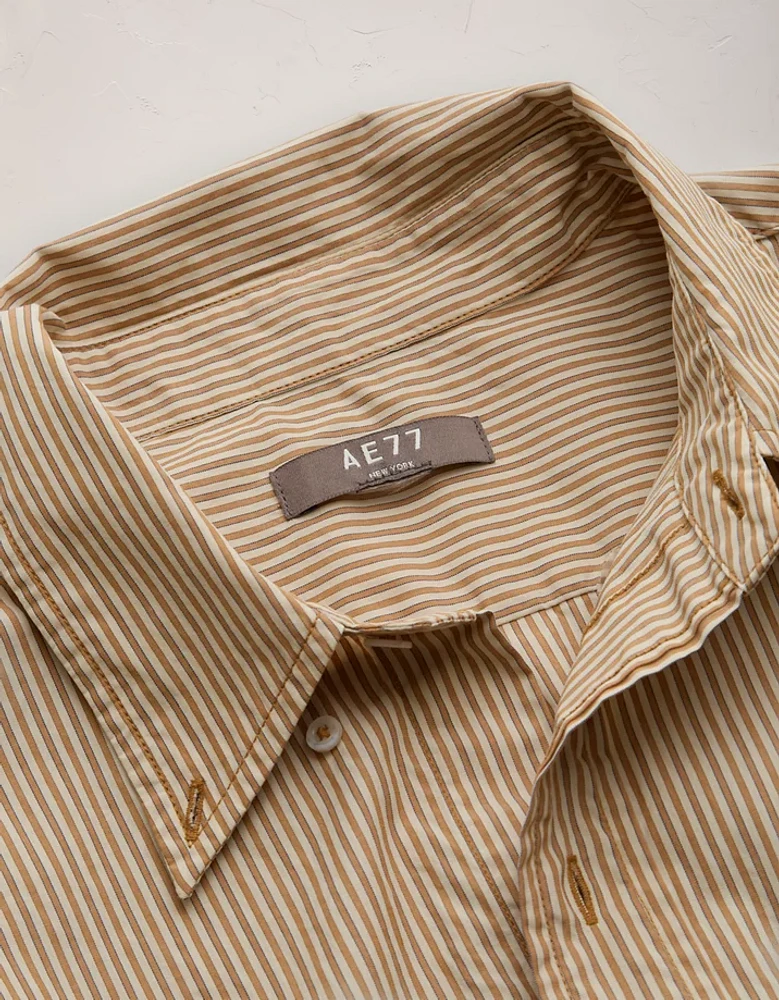 AE77 Premium Relaxed Striped Poplin Button-Up Shirt