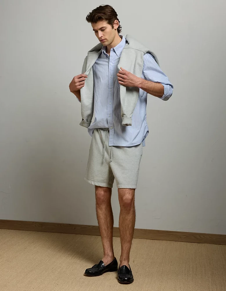 AE77 Premium Relaxed Striped Poplin Button-Up Shirt